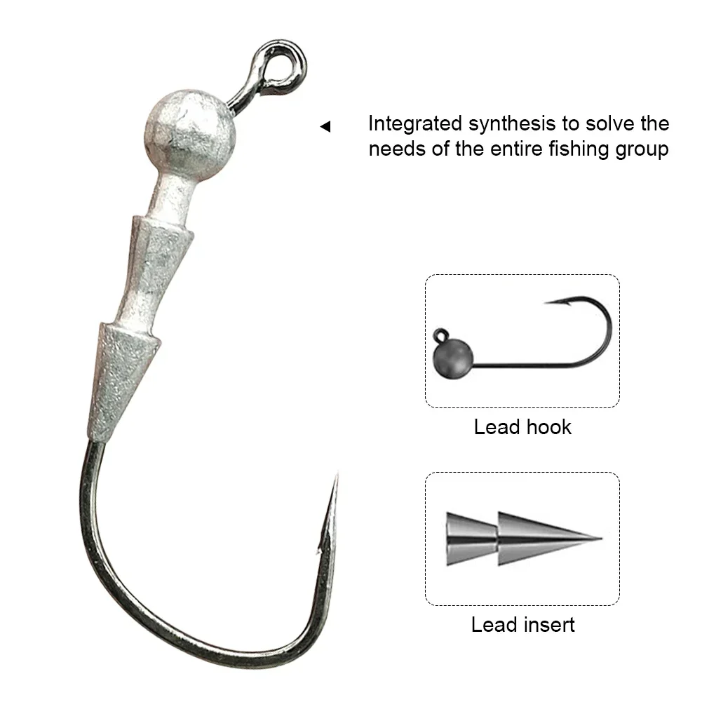 5 قطع خطافات تحوم 0.6 جرام 1 جرام 1.4 جرام   خطافات رأس تهزهز، خطاف القفز عالي الكربون من الفولاذ أبردين، خطاف صيد صغير، خطاف باس سمك السلمون المرقط