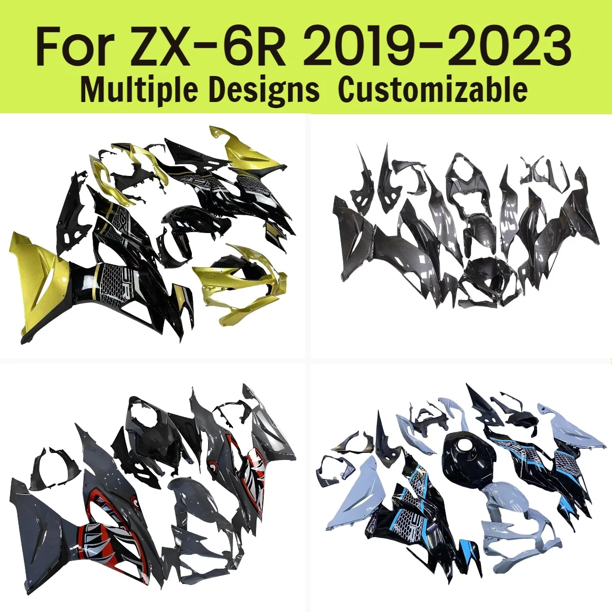 

Комплект обтекателей для Kawasaki ZX6R 2019-2023, полный комплект обшивки мотоцикла ZX 6R 19-23