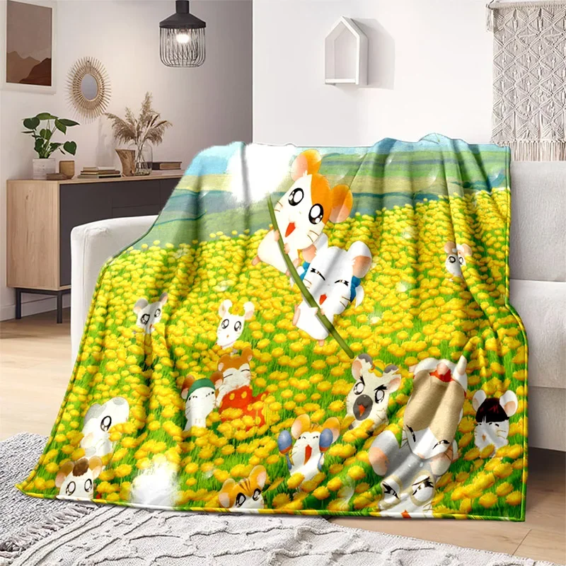 3D Print Kawaii Mouse blanket cartoon Hamtaro soft household blanket Children's thin sofa bed sheet warm blanket for all season