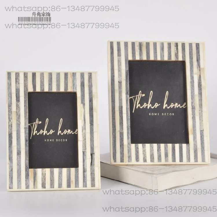 

European Style American Indian Imported Teak Beef Bone Photo Frame Table Hoto Album Model House Villa Table Decoration