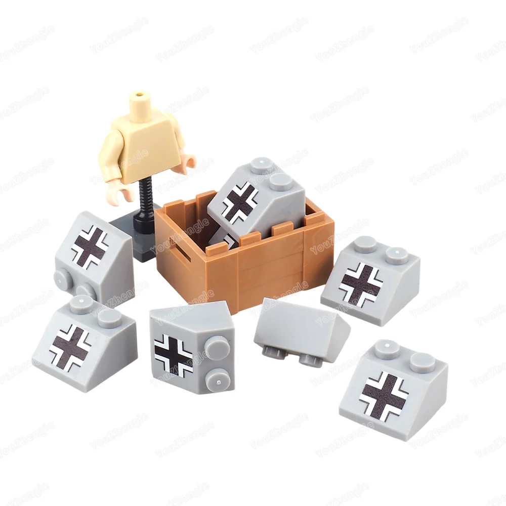 Black Ten Pattern Building Block 3039 Printed 2x2 High Bevel MOC figures Military Equipment Model Scene Accessories Gift DIY Toy