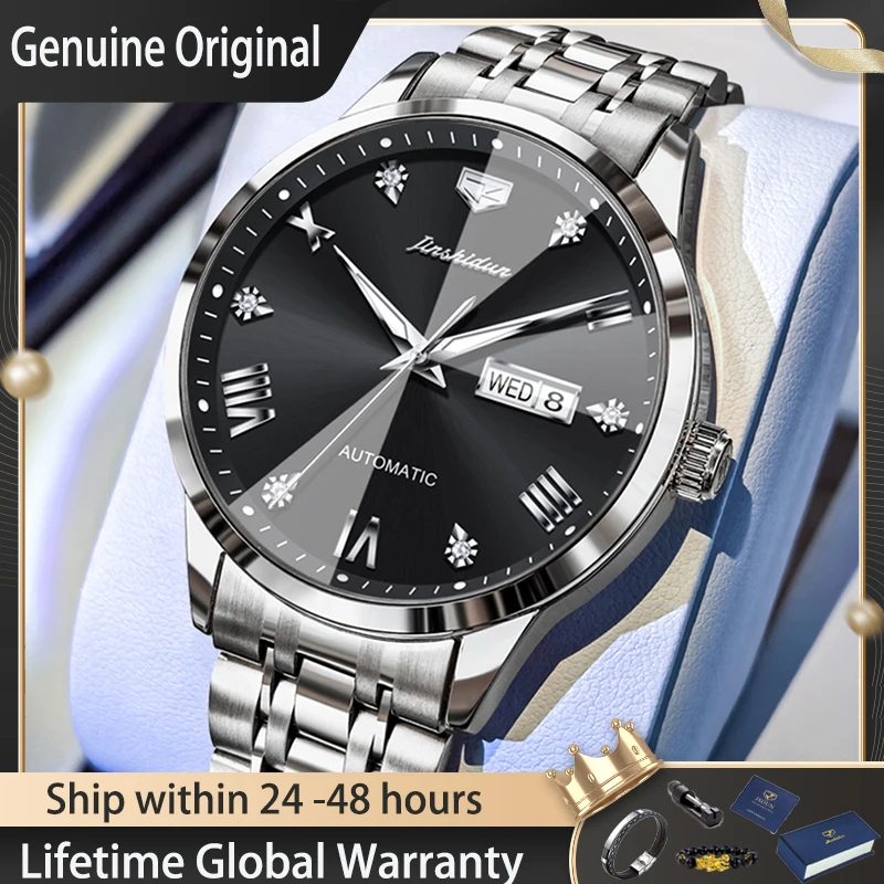 JSDUN 8998 Mens Luxury Watch Mechanical Wristwatch Waterproof Super Luminous Week Date Watches For Man Gifts Box Reloj