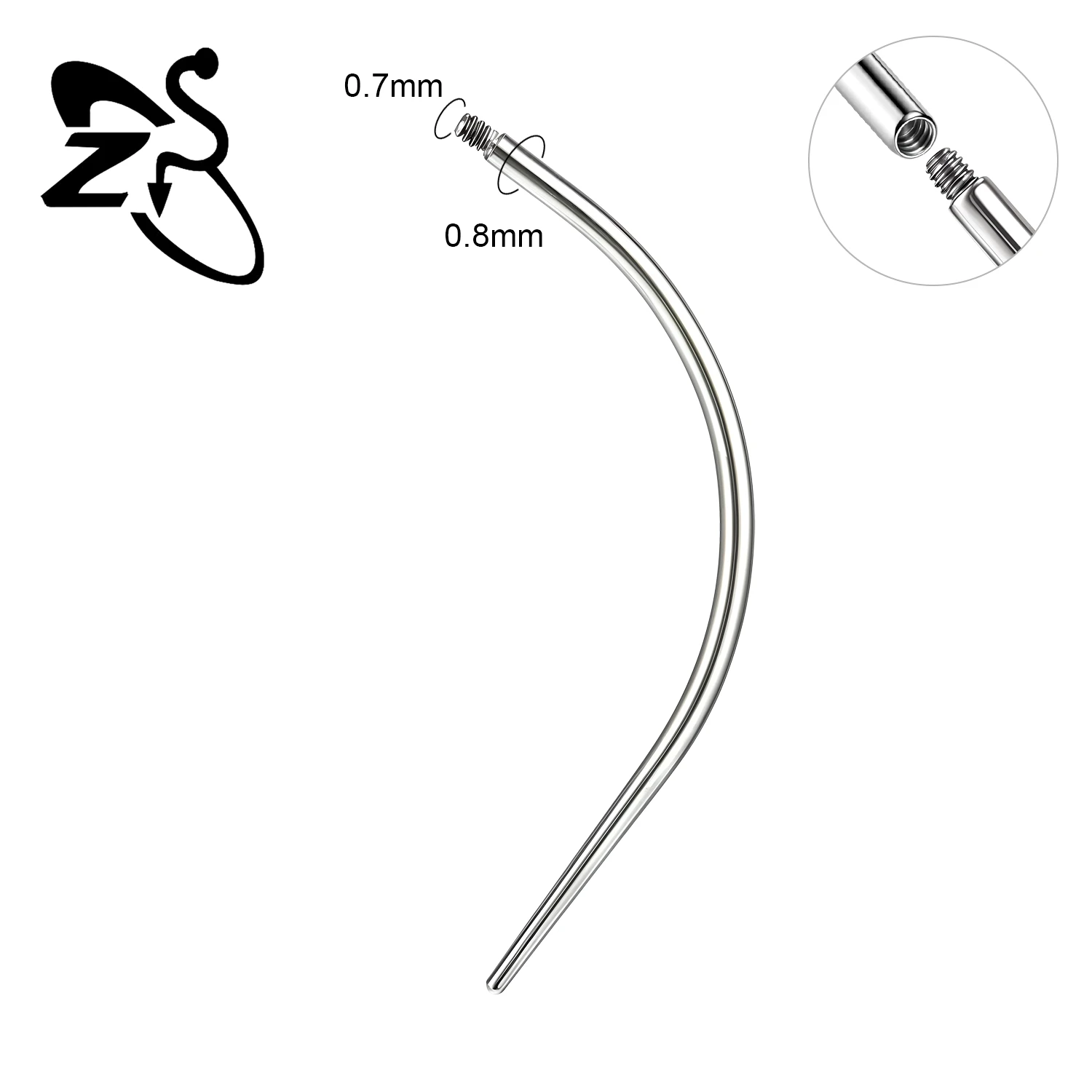ZS 1 ST Recht Gebogen Rvs Taper Tool Draadloze Inbrengen Schroef Op Assistent Kit Voor Oor/Neus/Navel piercing Gereedschap