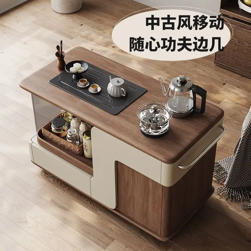 HYS modern integrated household rock slab tea table mobile tea cart living room can be simple and movable coffee table