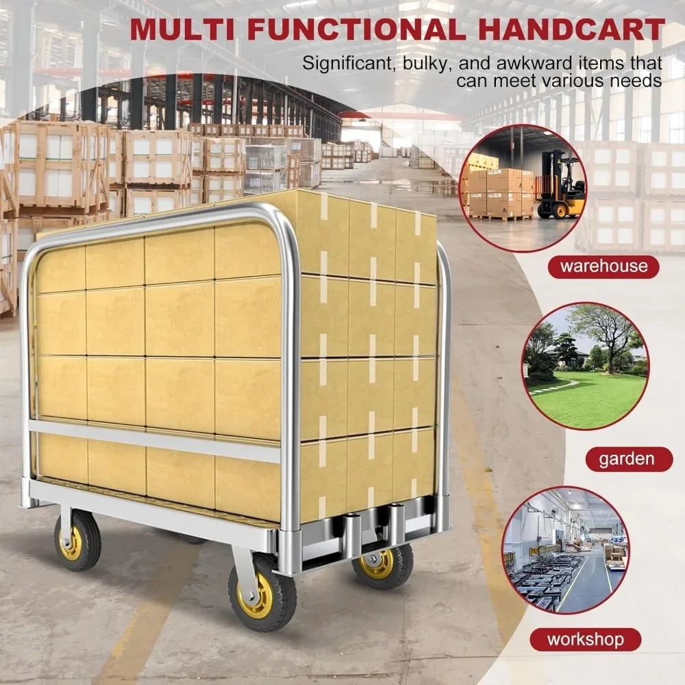 Platform lipat kereta Dolly cart mendorong troli Dolly Platform bergerak konstruksi berat besar Flatbed (2000LBS 2IN1 (36X24 inci)