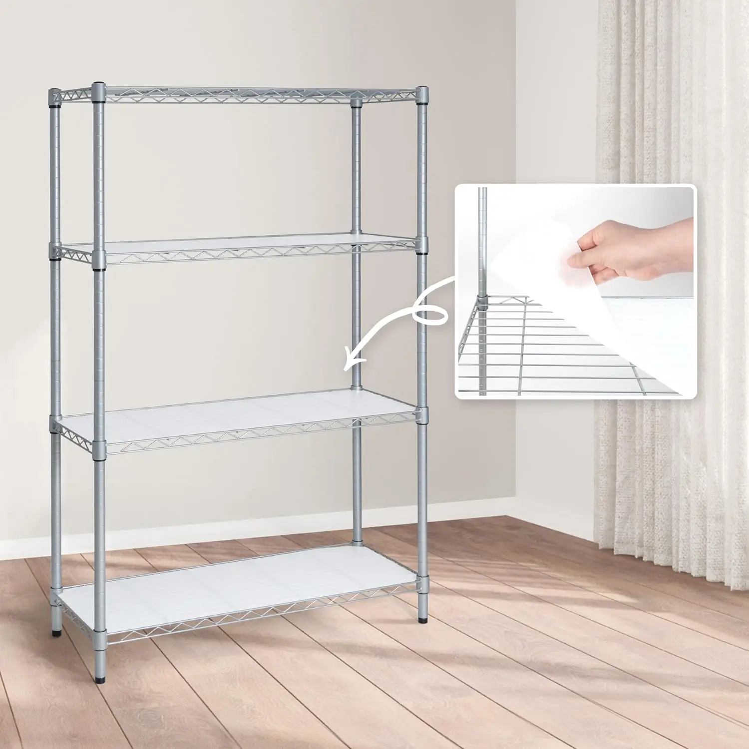 

Nsf Adjustable Shelves Metal Wire Shelving Unit W/Liners, Kitchen Storage Shelving, Metal Steel Storage Shelving, Garage