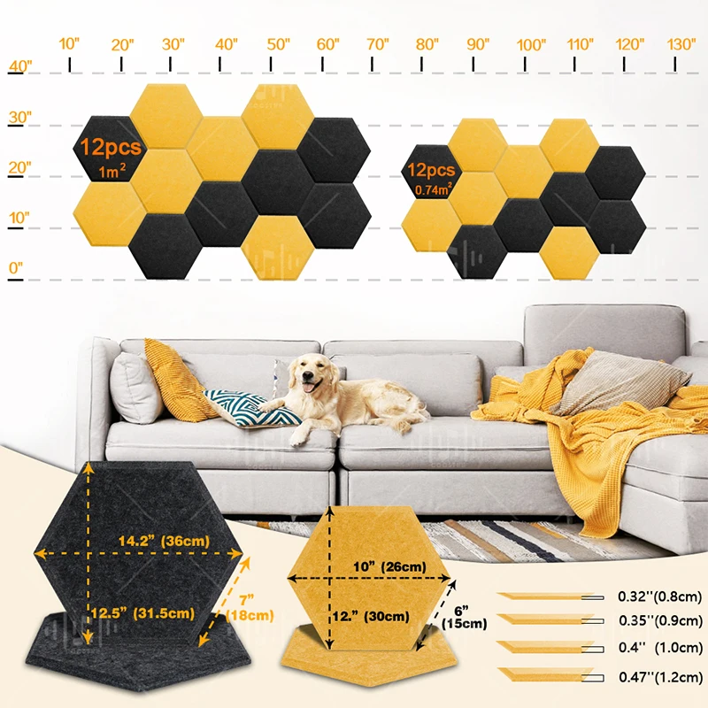 Imagem -03 - Painel Acústico de Isolamento do Teto Home Studio Sound Absorbing Wall Stickers Ktv Acoustic Stickers Vedação da Porta 12 Pcs