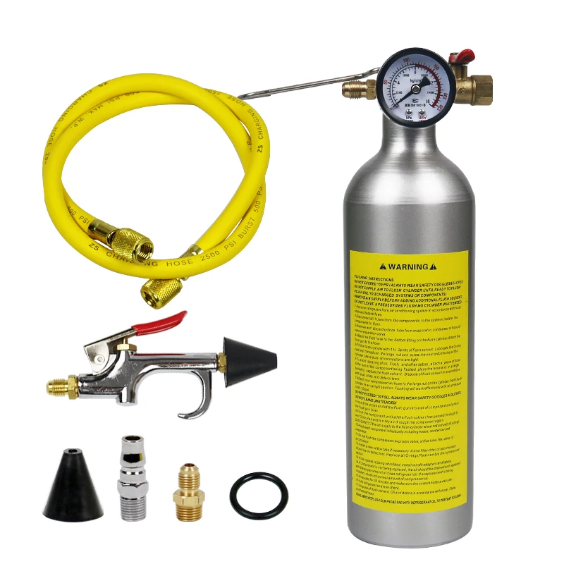 Automotive A/C System Pipeline Flushing Tool Set Car Air Conditioning Pipe Cleaning Bottle for Aluminum Alloy Material