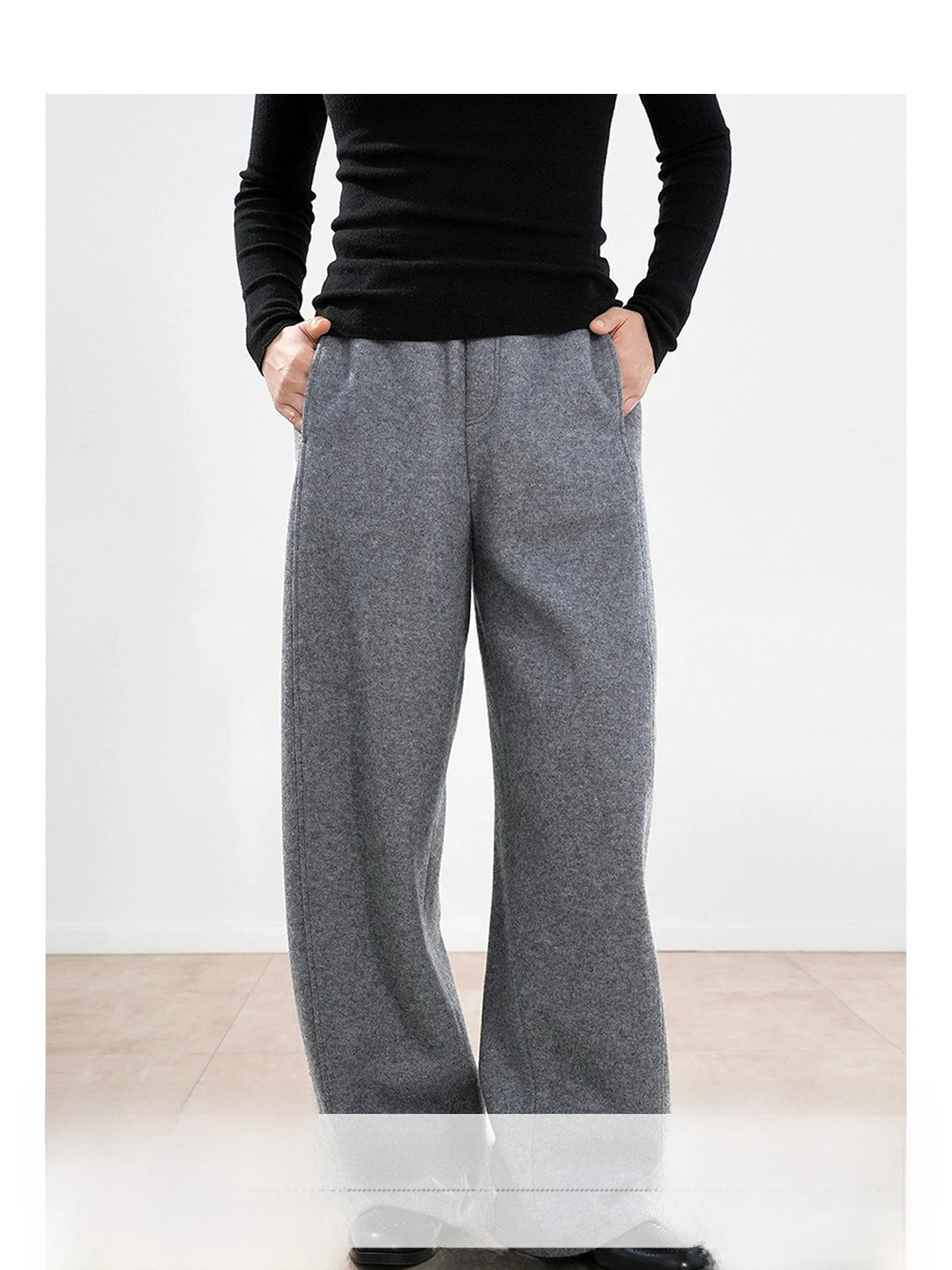 

Новые повседневные брюки из австралийской мериносовой шерсти, шерстяные брюки с высокой талией, прямые, для осени и зимы, для офиса и повседневной носки