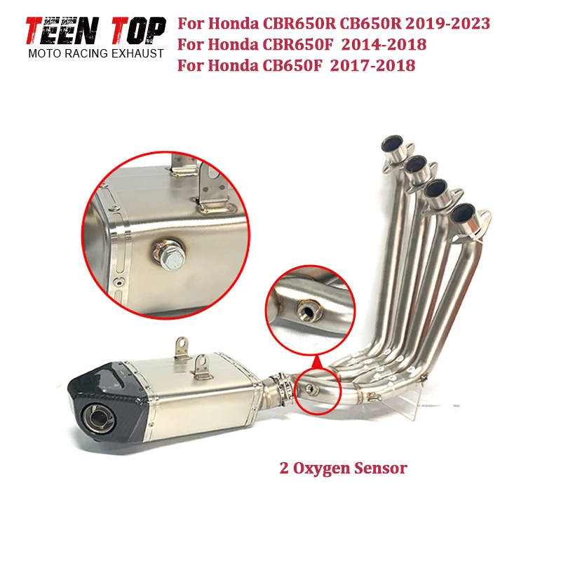 2 Sensor Exhaust Pipe For Honda CBR650R CBR650F CB650R CB650F Exhaust System 51mm Under-bike Escape Moto Slip-on Exhaust Muffler