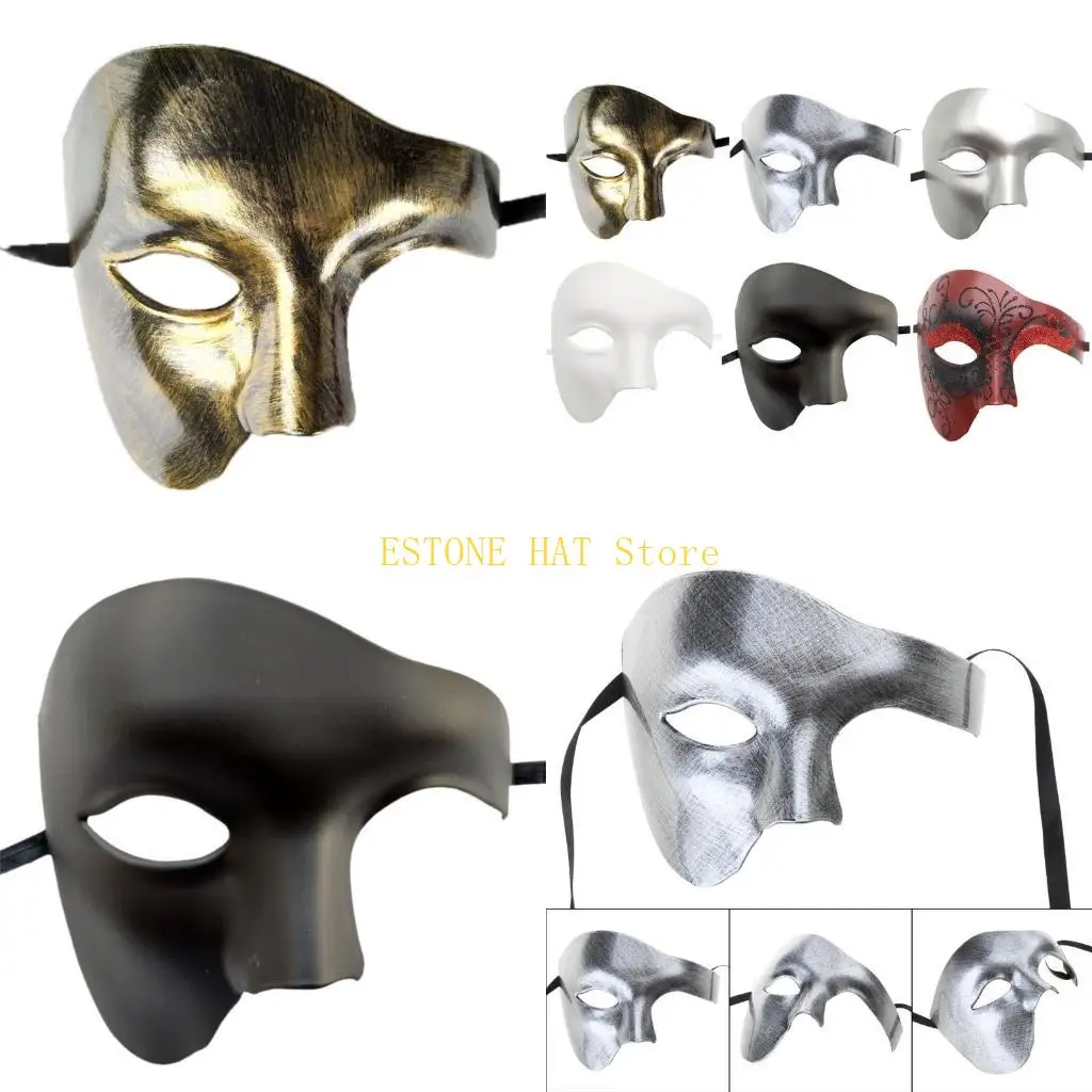 

49MF Costume Mask Festival Halloween Mask Masquerades Mask Half Face Mask Carnivals Mask Party Performances Mask for Men