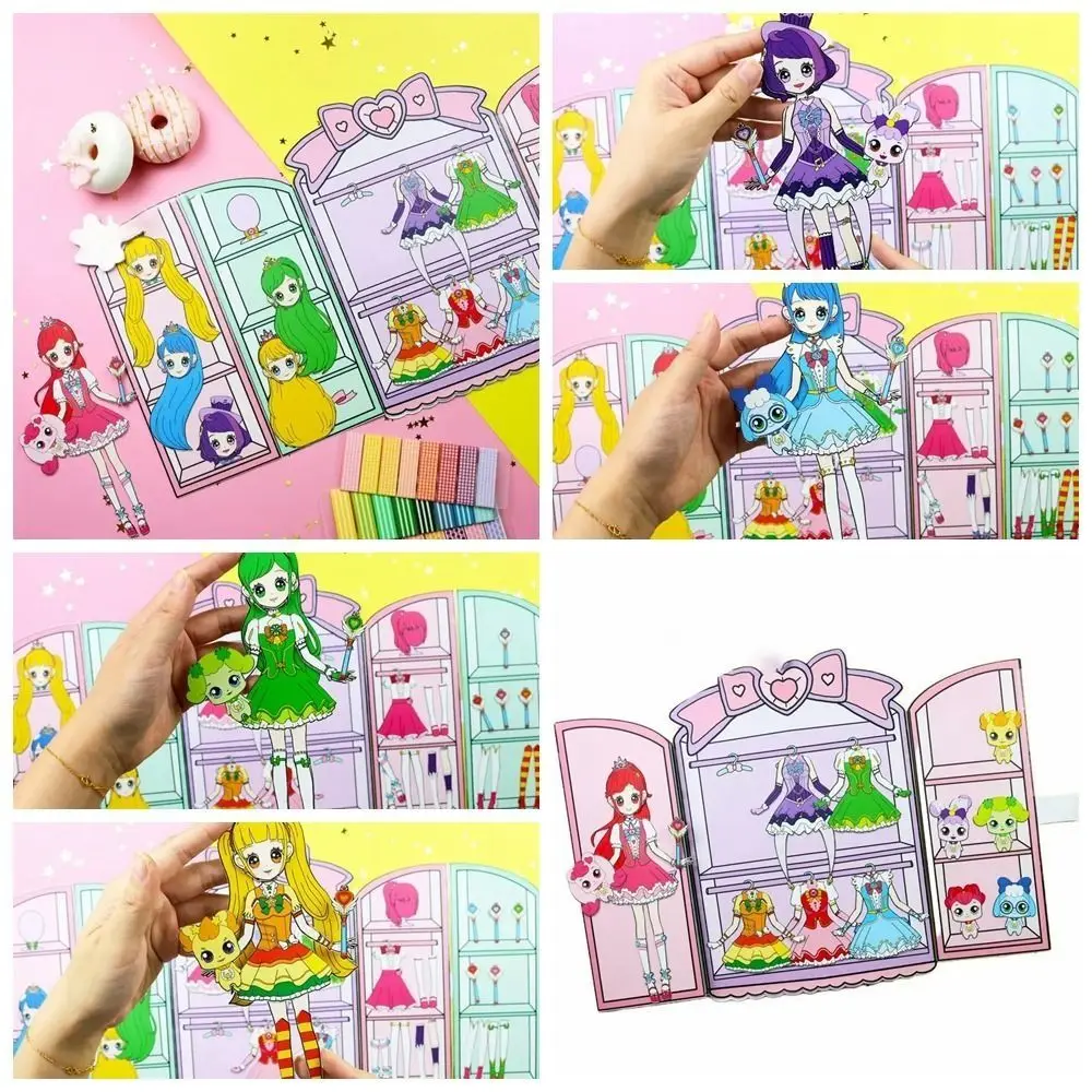 No Cutting Paper Doll House Girl Play Repeatedly Handmade Paper Doll Quiet Book DIY Toy Handbook DIY Cute Princess Book