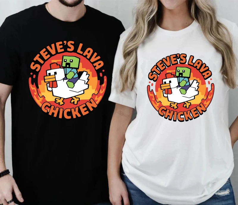 

Футболка Steve Lava Chicken Jockey, рубашка с видеоиграми Chicken Lava, модная рубашка с принтом для детей, футболка