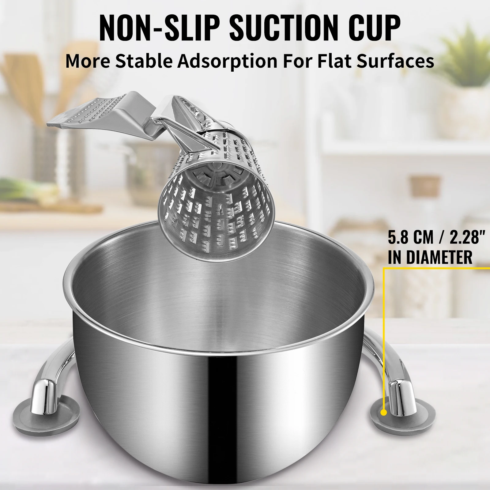 VEVOR Rotary Cheese Grater with U-Shaped Base 2.5L Bowl Round Multifunctional Mandoline Slicer Vegetable Potato Kitchen Gadgets