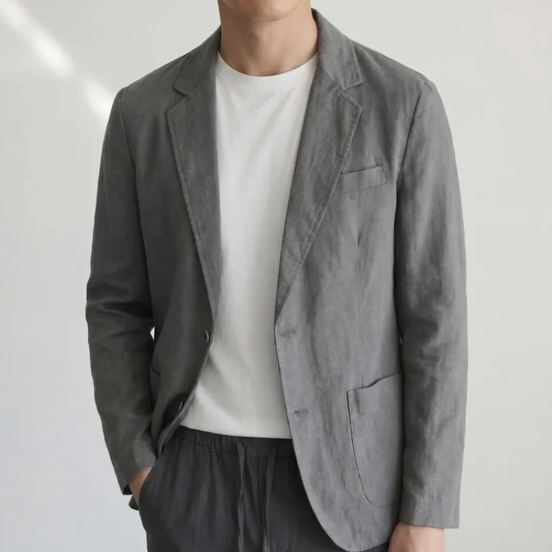 Men’s Lightweight Linen Blazer Jacket – Business Casual Single Breasted Coat Office, Daily, Travel, Party, Wedding Guest