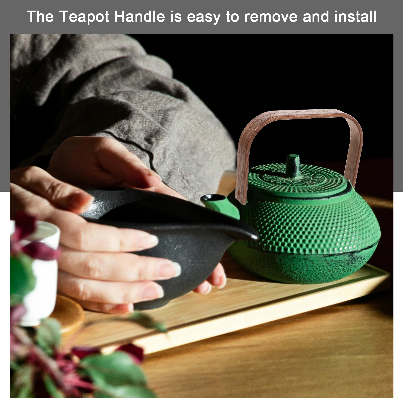 

2Pcs Walnut Wooden Teapot Handle Replacement Small Size Strong Bearing Capacity Vintage Teapot Handles DIY Tea Pot Handle