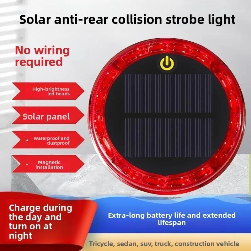 

2pcs Touch Type Car Solar Flash Light, Multi-mode Solar Anti-collision Light, Parking Safety Warning Side Light