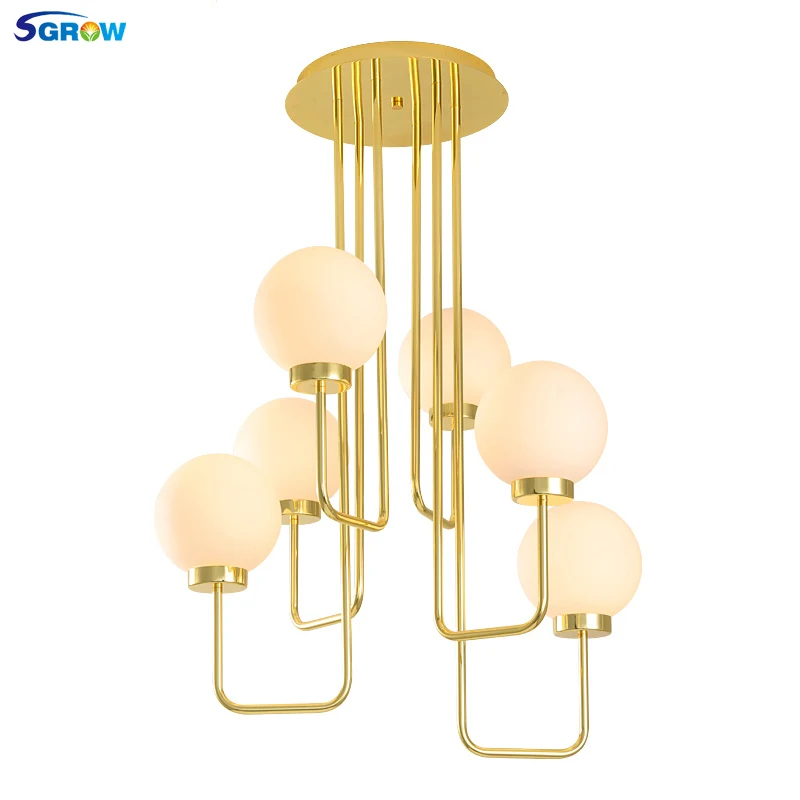 

SGROW Stainless Steel Frosted Glass Chandelier 3 Head 6 Head Modern Hanging Lamp for Bedroom Dinning Room Living Room Lampara