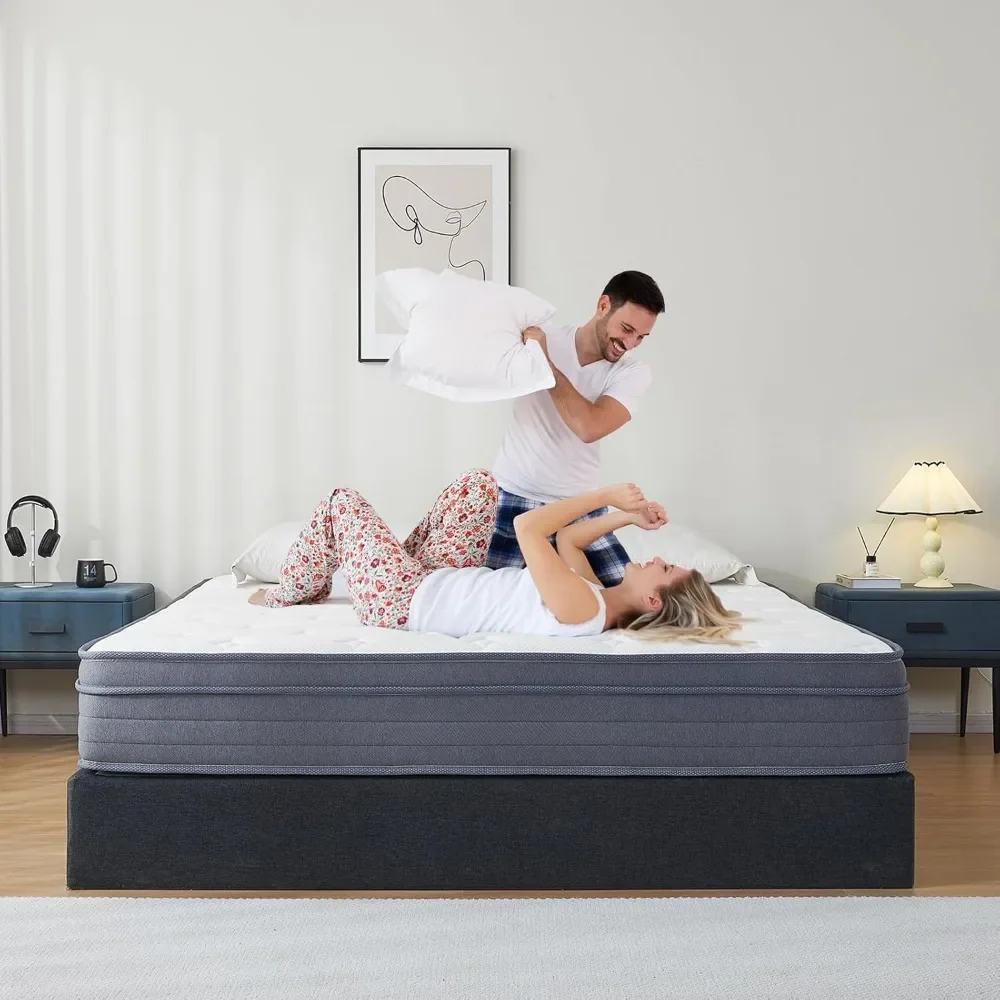 Full Size Mattress, 12 Inch Memory Foam Mattress, Hybrid Mattress in a Box with Independent Spring, Soft and Comfortable