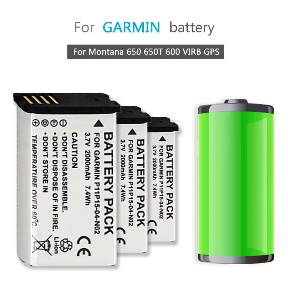 

Аккумулятор 2000 мАч 361-00053-00 3610005300 для GARMIN Монтана 650 650T 600 VIRB GPS Bateria
