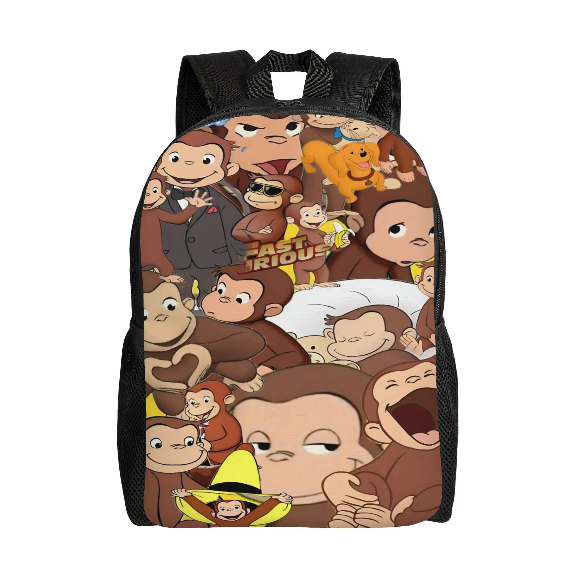 

Рюкзак с персонажем мультфильма «Любопытный Джордж» в стиле ретро, женские полиэстеровые рюкзаки для тренировок, школьные сумки с принтом Kawaii, рюкзак