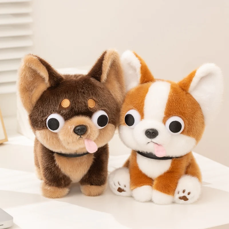 Cartoon Chihuahua Plush DollBig Eyes Stick Out Tongue Multiple Postures Dog Animal Stuffed Toy Birthday Gift for Baby Friends