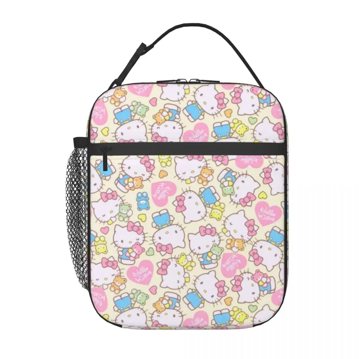 Custom Hello Kitty Anime Cartoon Insulated Lunch Bag for Work School Food Resuable Cooler Thermal Lunch Box Women Kids