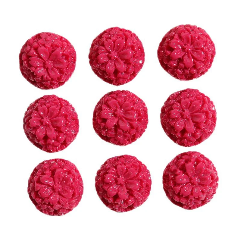 

50pcs/lot 17mm color relief flowers effect geometry rounds shape resin cabochon beads diy jewelry garment hair accessory
