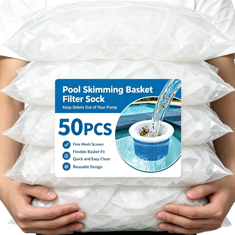 50/5PCS White Pool Skimming Basket Filter Sock Skimmer Basket for Leaves Debris Water Tanks Pool Garbage Catcher White Cover Bag