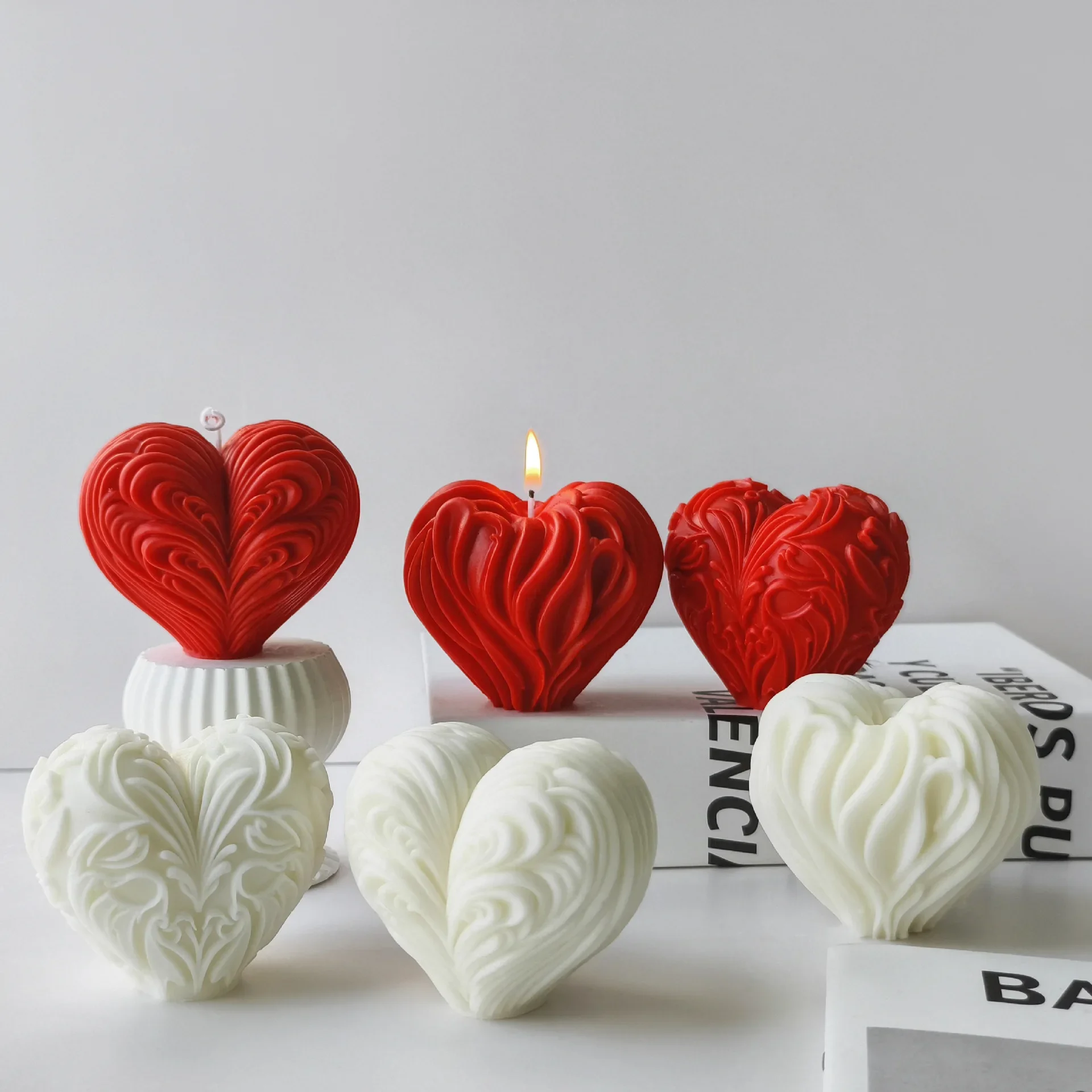 Love Resin Plaster Mold Handmade Gift Soap Candle Making Supplies DIY Valentine's Day Heart Shape Aroma Candle Silicone Mold