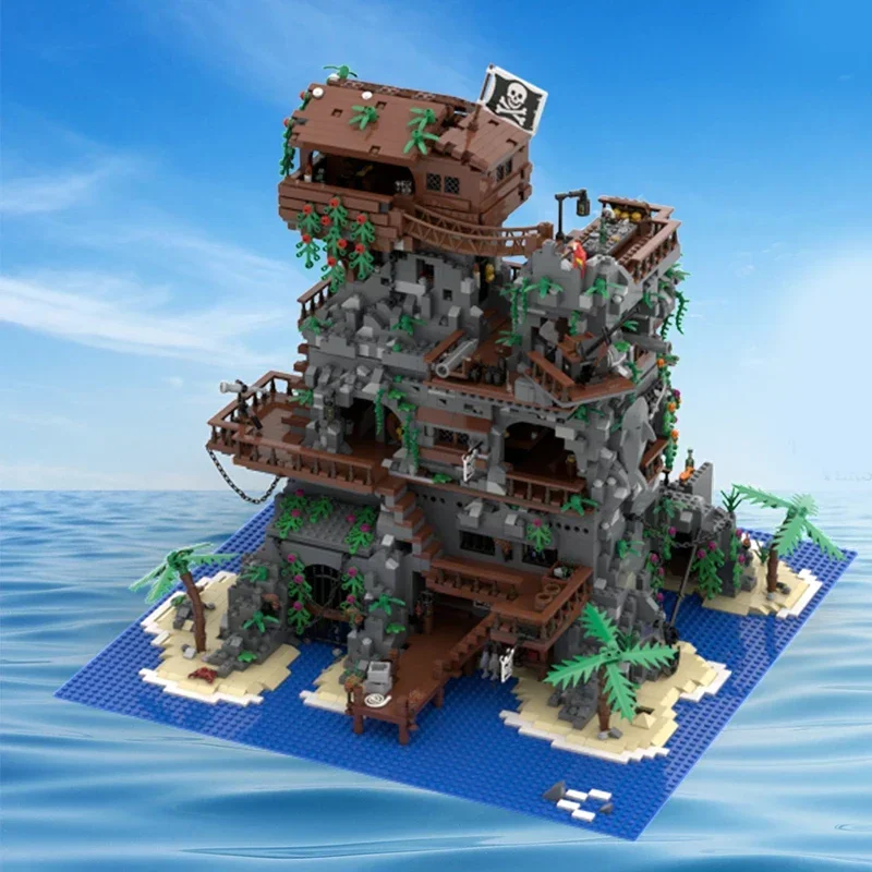 Moc Building Blocks Street View Series Pirate Fortress การวิเคราะห์อิฐ DIY Assembly ของเล่นที่มีชื่อเสียงสําหรับ Childr วันหยุดของขวัญ