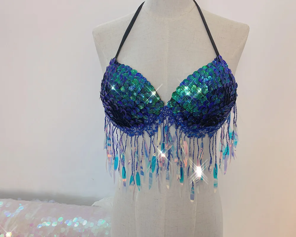 

Mermaid Bra, Mermaid Sequin Bra, Free Diving Bikini, Oceanarium Performance Costume, Electronic Syllable Cosplay
