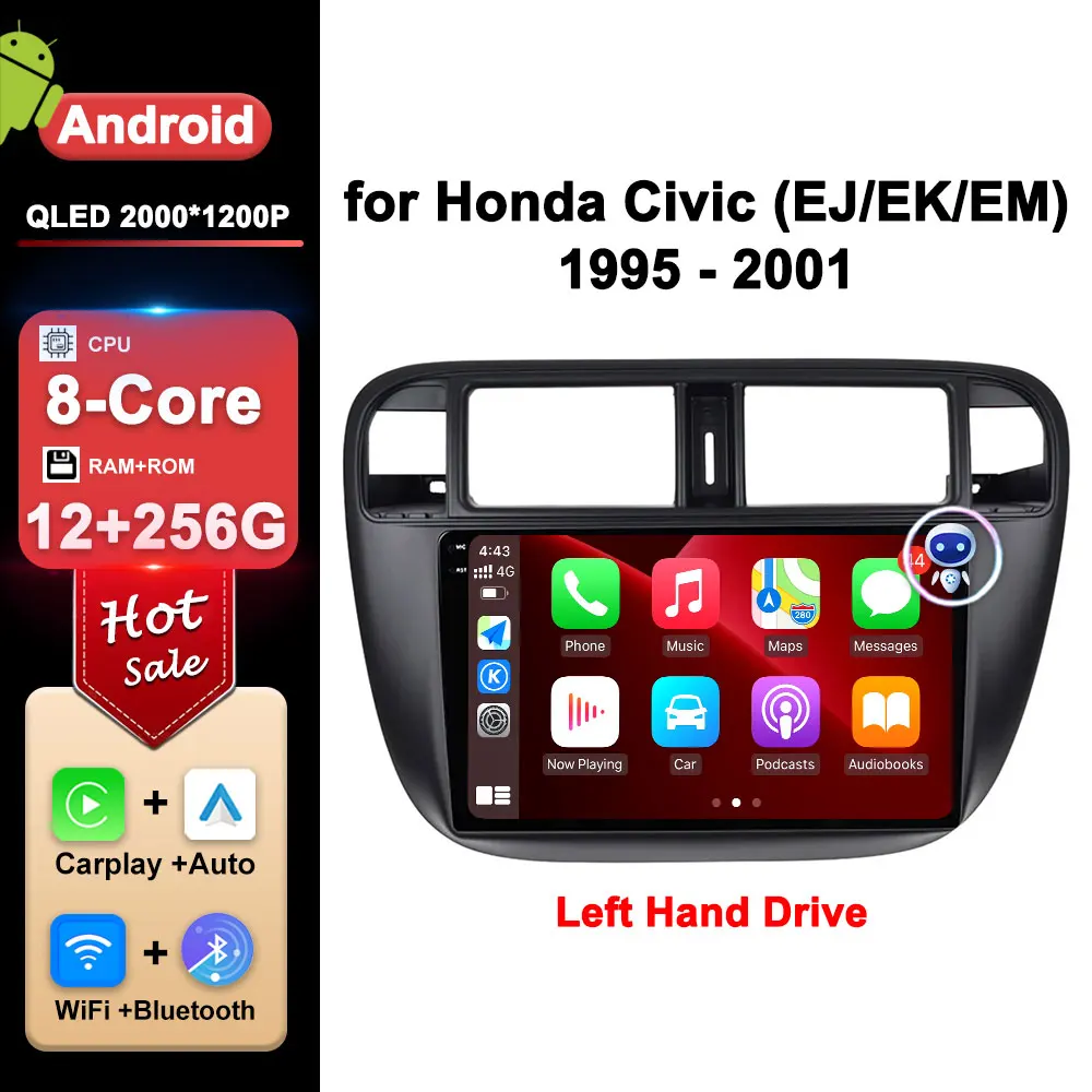 Car Video Multimedia player DSP Stereo for Honda Civic (EJ/EK/EM) 1995 - 2001 Android System GPS Navi WiFi IPS Screen Bluetooth