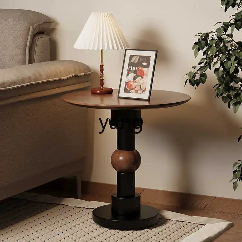 LMM-mesa con borde de madera maciza de estilo medieval retro, mesita para café de sala de estar, cocina y hogar