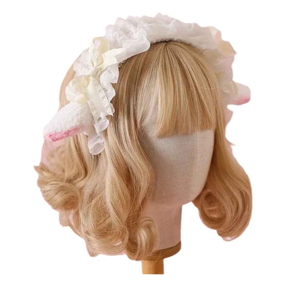 

Multicolored Lolita hairband with sweet lace bow and cute style hairband