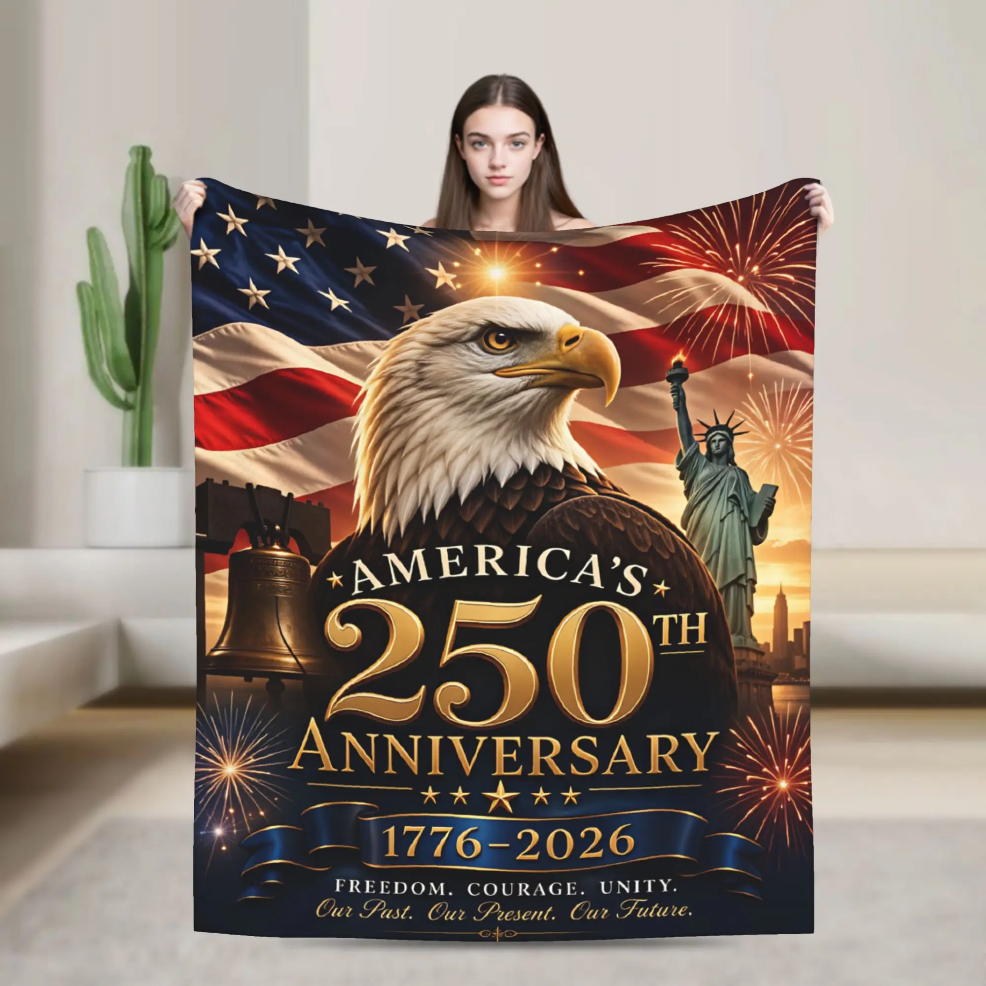 250th Anniversary US Blanket  Warm Novelty Plush Bedding Throws For Children Bedroom Flannel Bedspread Bed Cover