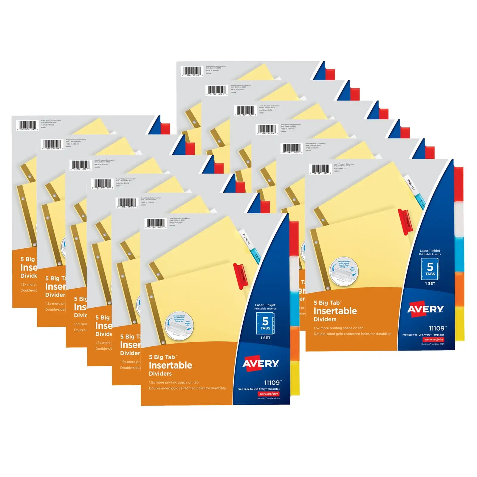 

Avery Big Tab Insertable Dividers, Buff Paper, 5-Tab Set, Multicolor, 12 Sets