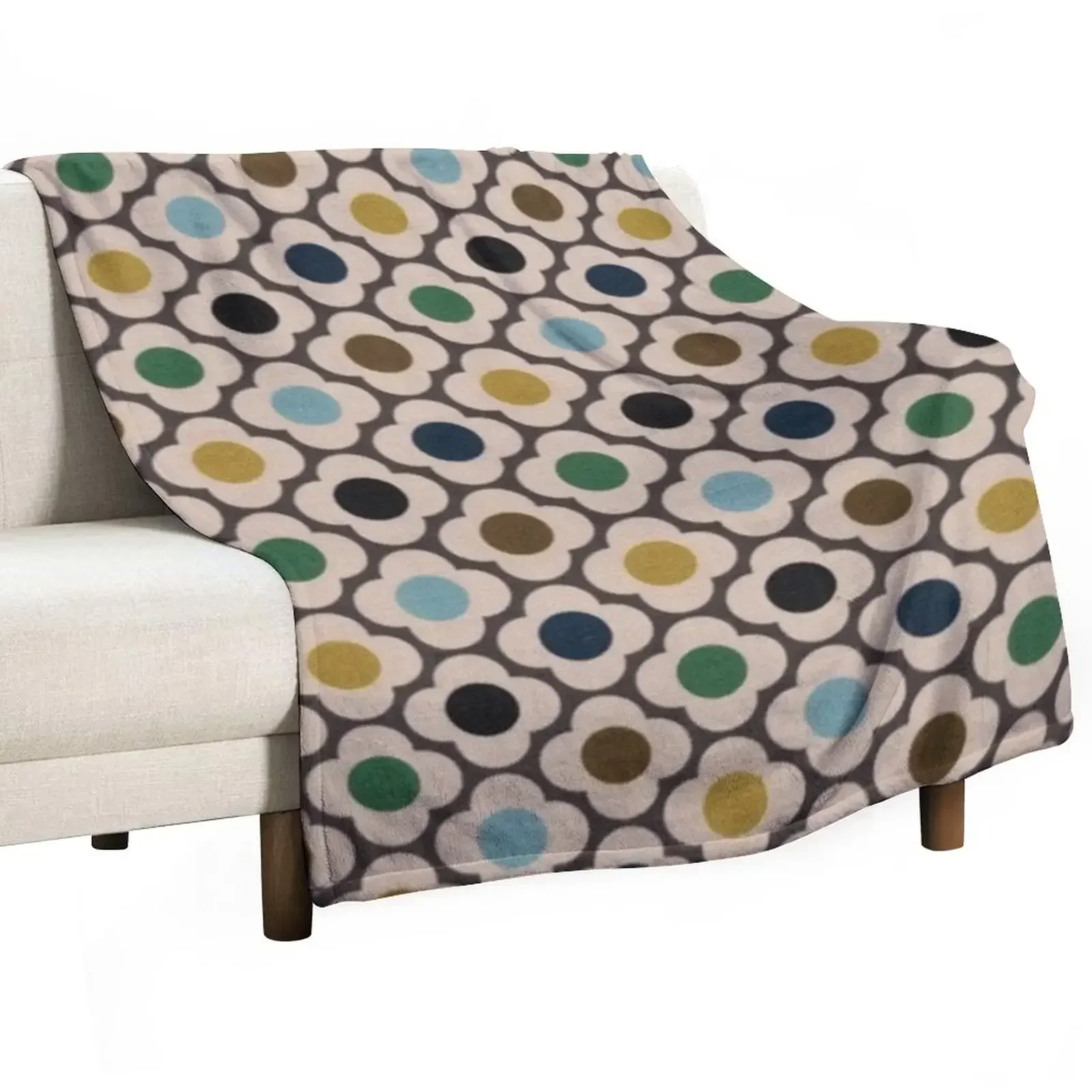 

orla kiely spot flower, orla kiely abstract mini spots flowers design Throw Blanket Cozy Napping Blanket Gift for Mom Dad