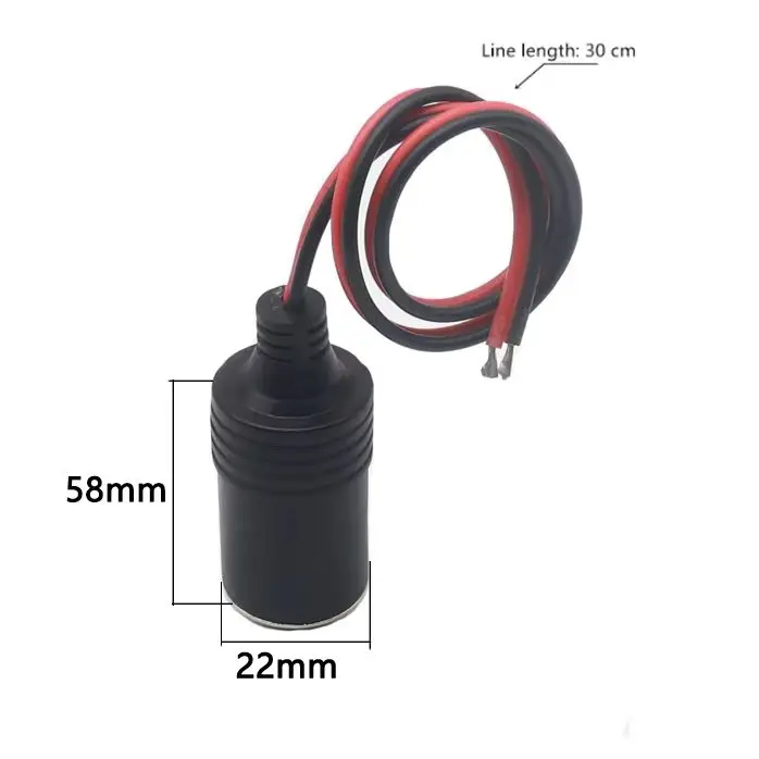 【1PCS】 10A 12v 24v Automobile Cigarette Lighter Socket On-board Power Socket High Power Line 30CM Long