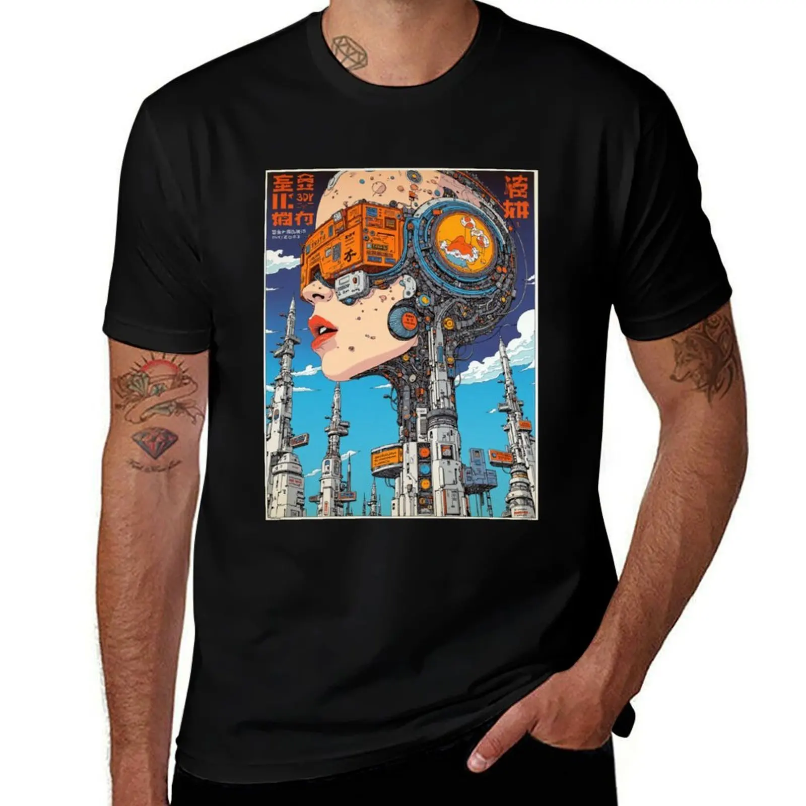 

Moebius Inspired, postcyberpunk, Dystopian, surrealist, sci-fi, T-Shirt summer clothes anime shirt mens t shirts pack