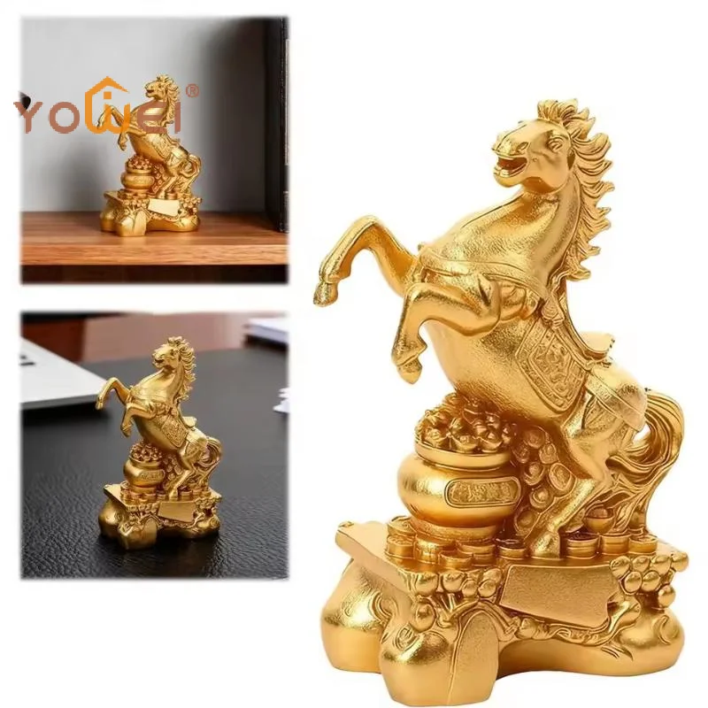 Latest Statue 2026 Year Of The Horse Feng Shui Zodiac Animal Sculpture Funny Toys Fortune Wealth Ornament For Desktop Bookshelf