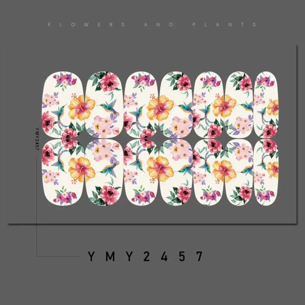 14 Stuks Kunstmatige Nail Sticker Kunst Esdoornblad Thanksgiving Bloemen Lavendel Volle Nagels Sticker Waterdichte Pers Op Nagel Decoratie