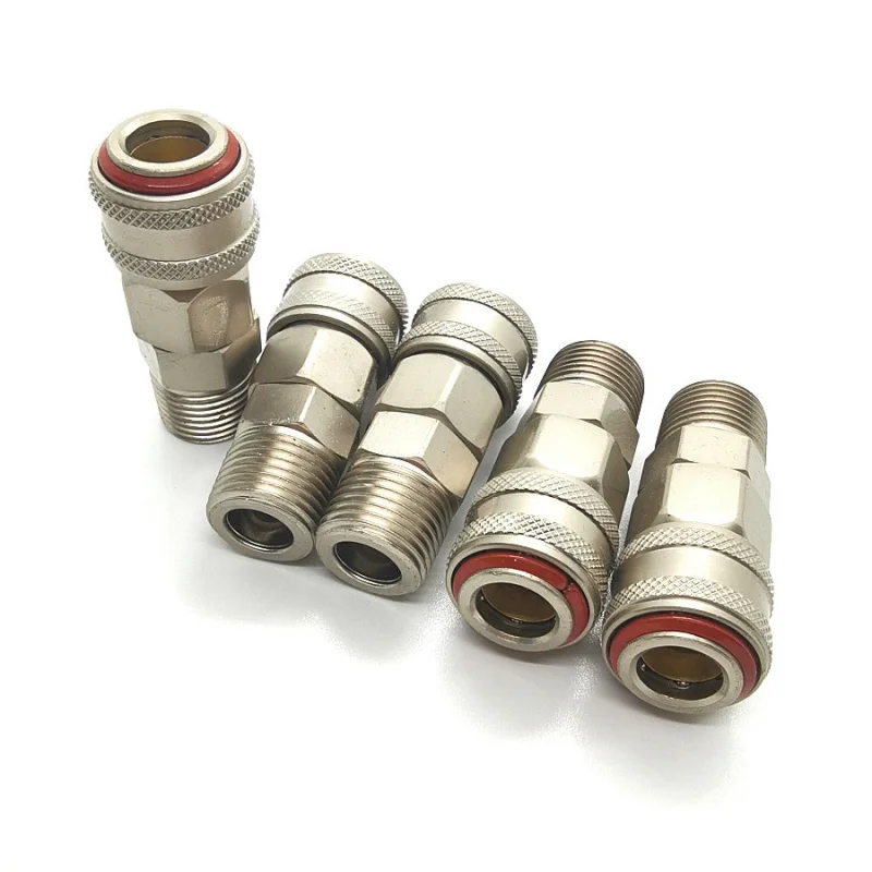 Steel Self-locking Quick Coupler 1/2 Inch External Thread High Pressure Resistant Durable Pneumatic Connector For Air Pipeline