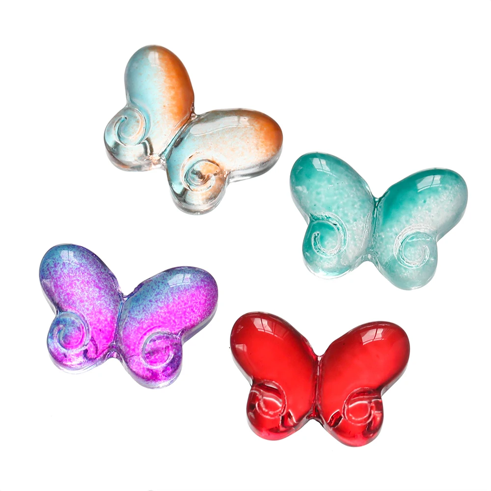 10pcs 14.5mm Gradual Color Cute Butterfly Glass Beads Small Loose Spacer Beads For Necklace Bracelet DIY Jewelry Making Findings