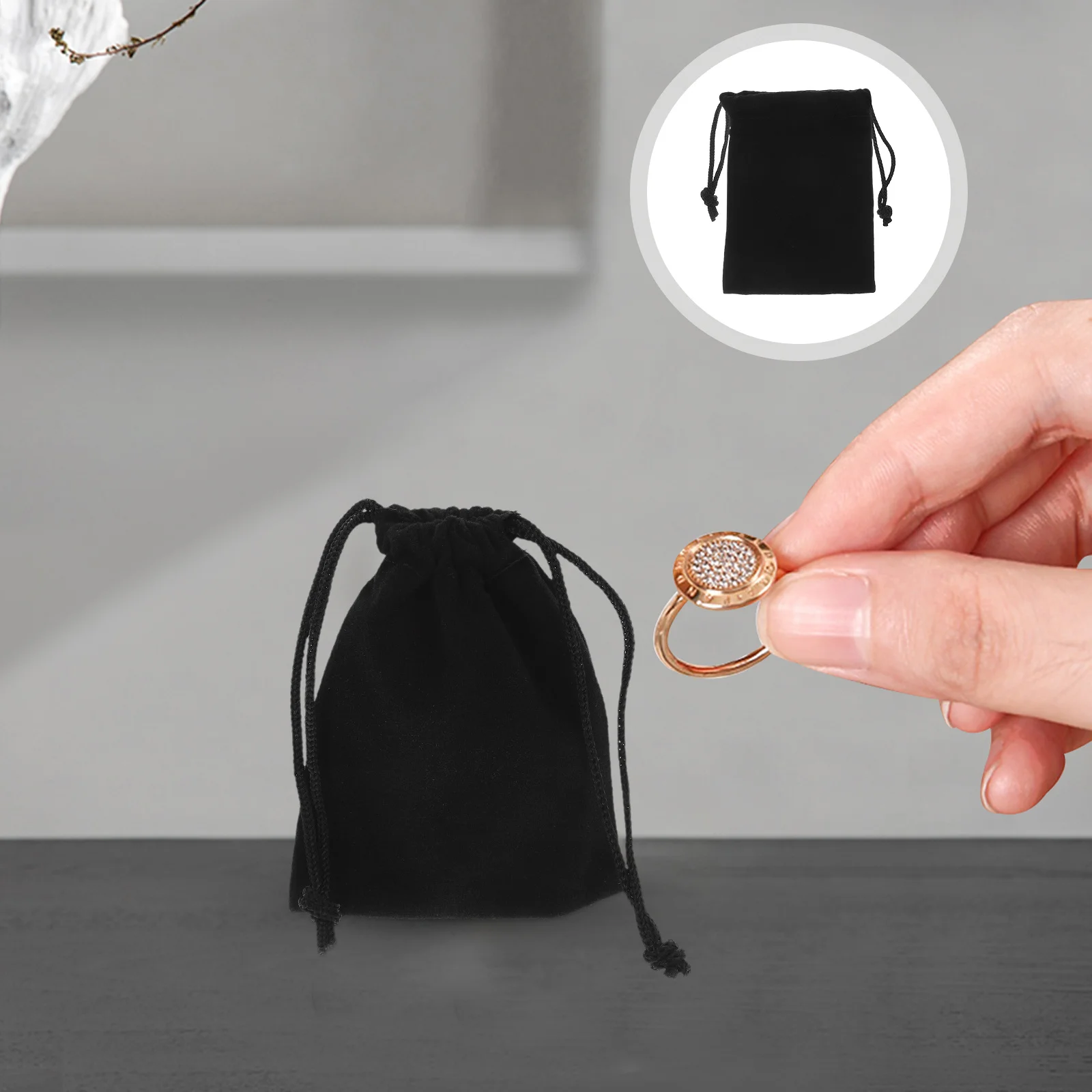 50pcs Pouch 7X9Cm Black Drawstring Storage Bag For Jewelry Coins Candy Pens Small Organizer Case Party Favor Gift Bag