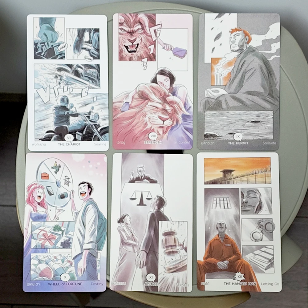 

12*7cm Printed on 350GSM Double-embossed Cardstock Manga Tarot in Rigid Box 90 Pcs Cards (78 Pcs Tarot Cards + 12 Oracle Cards)