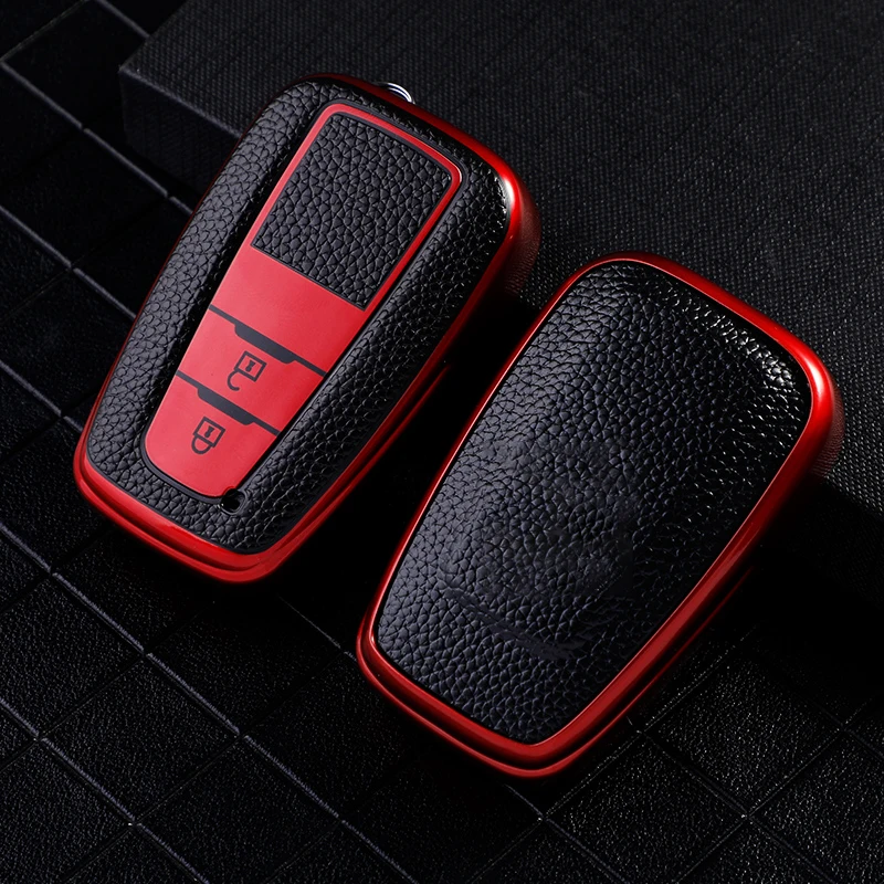 2 3 Buttons Leather TPU Car Key Cover Protective Case Holder For Toyota Camry Prius Corolla C-HR CHR Prado 2018 RAV4 Accessories