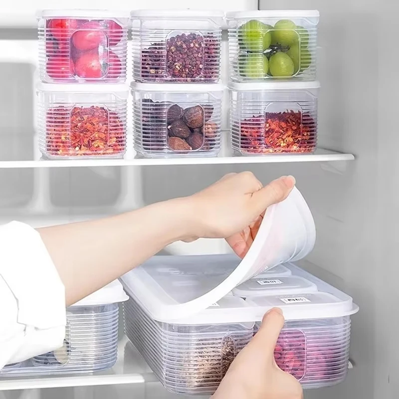 Food Storage Container With Lid - Fresh-Keeping Box For Fruits, Vegetables, Seasonings,Refrigerator & Kitchen Organizer