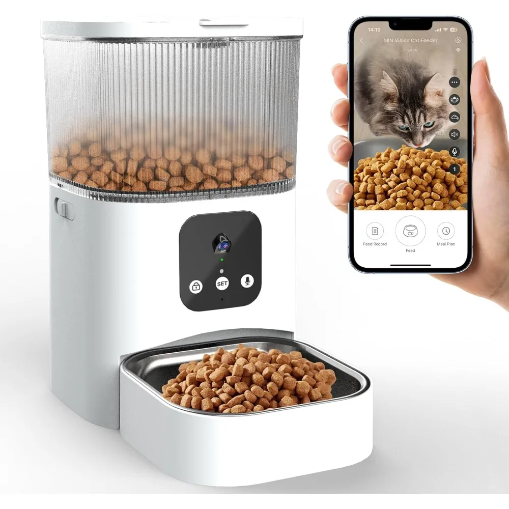 

Automatic Pet Food Dispenser: 3L Capacity, Gravity-Fed Cats & Dogs Feeder with Camera