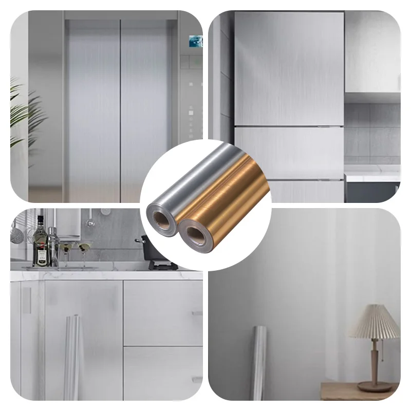 30/40/50cm Home Wall Stickers Kitchen Cabinets Wallpaper Fridge Elevator Door Stainless Steel Wire Drawing Wallpaper Sticker